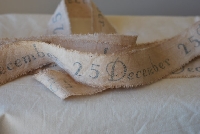 Shabby Chateau Handstamped Muslin Christmas Ribbon