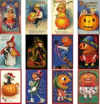 Homemade or store bought HALLOWEEN POSTCARDS