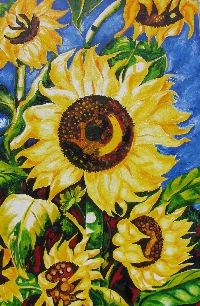 ATC Flower Series #4 - Sunflowers