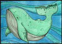 Hand Drawn/Painted Whale ATC