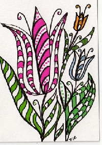 Zentangled Flower Series #8:  Tulip