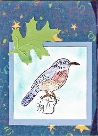 Bird stamped + Blue Card