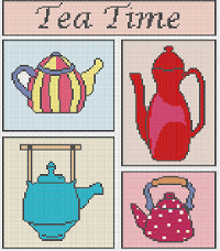 Tea time (crosstitch chart) Newbie friendly. Email
