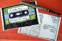 Handmade mixtape postcard