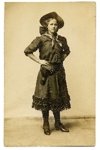 Vintage Tag  w/ a Cowgirl