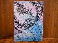 Watercolor and Sharpie or Colored Pencil ATC