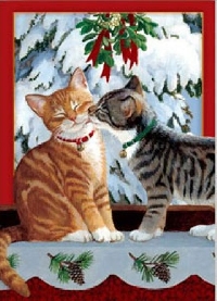 cat lover's letter exchange and a Christmas card 