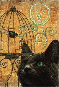 cat theme mail art with surprise