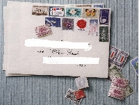 Envelope covered with stamps +3 pc swap #2