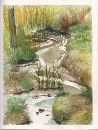 5x7 Watercolor painting, April
