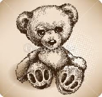 Hand Drawn Teddy Bear ATC