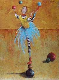 Circus series ATCs - The juggler-