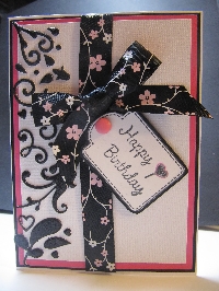 HM - Black and Pink Happy Birthday Card