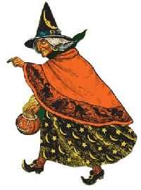 Vintage Halloween Witch ATC