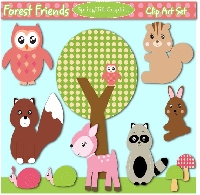 Mail art combo  - Forest Friends
