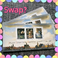 Special stamps on a postcard