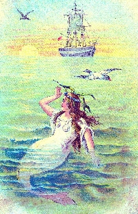 NOT mermaid material- handmade postcard