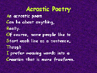 Acrostic poem on a postcard