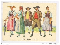 Vintage postcard showing cultural dress