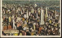 City aerial view vintage postcard