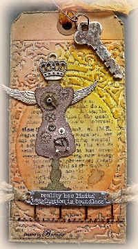 Altered Tag *Steampunk Stamped or Hand Painted