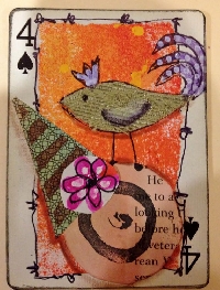 Altered Playing Card ** Bird Theme #1