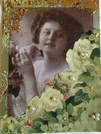 Vintage ATC with pearls