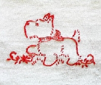 FF: Red Work Embroidered Square- (INT)