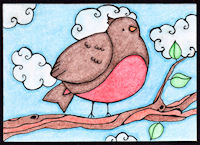 SWL ~ hand drawn ATC; bird or girl