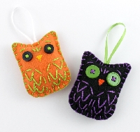 Halloween hand-embroidered felt ornament