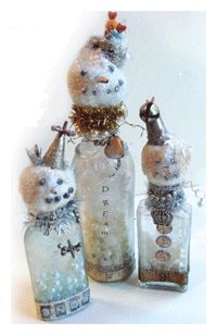 Altered Bottle Snowman