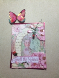 Marie Atc with: Pink,a Rose and French Script