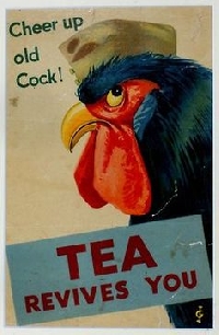Tea, postcard and letter.