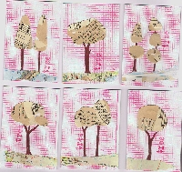 Collage, Pen and Stamp ATC