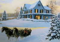Christmas card as postcard #18 - horse drawn sleig