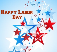 Spell labor day with postcards