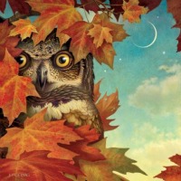 BLoG Autumn Leaves or Foliage Owl ATC INT 