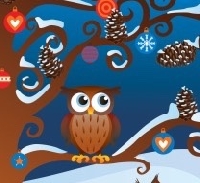 Christmas Postcard with an owl