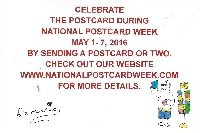 National Postcard Week May 1-7, 2016 USA only