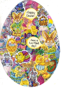 AMMM: Egg Shaped Sticker Slapping Easter Postcard