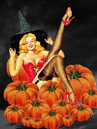 AACG:  Halloween Pin-Up Girl ATC