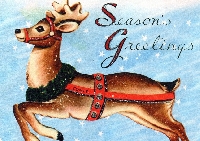 Christmas Postcard with a Reindeer