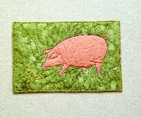 CQ: National Pig Day Handmade Postcard