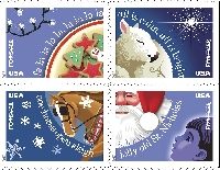 Christmas Carols Stamp Homemade Postcard