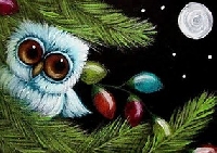 Owl Christmas Card with Gift tags- USA & Canada
