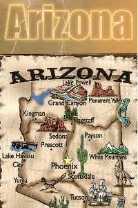 U.S. State Map Postcard + Views #3