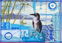 MA: Monochrome Blue Postcard USA
