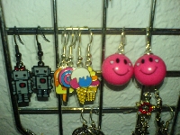 dangly, kitschy, colourful earrings