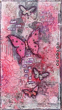 Mixed Media Monochromatic Tag: Pink