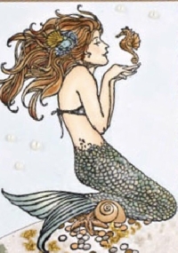 Mermaid Lovers Mail Art Postcard
